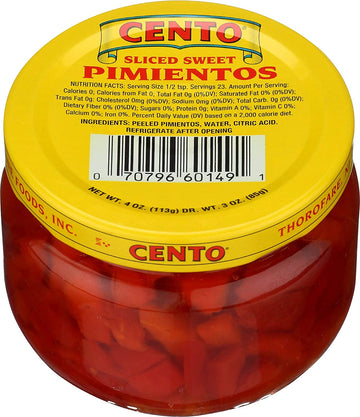 Cento Pimientos Sliced 4.0 Oz (Pack Of 2)