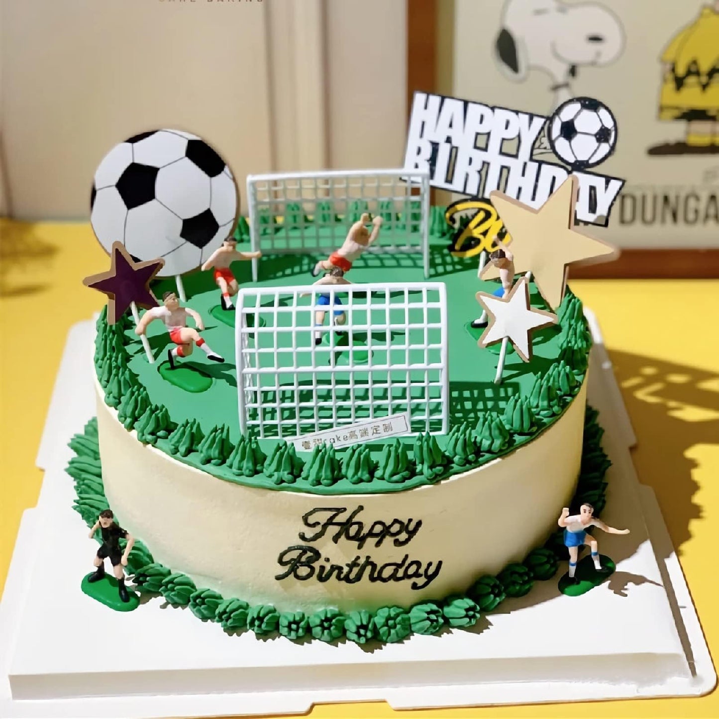 Qoadwem Soccer Cake Toppers - Resin Football Theme Decorations, Style 2, Model 5 for Birthday and Graduation Parties