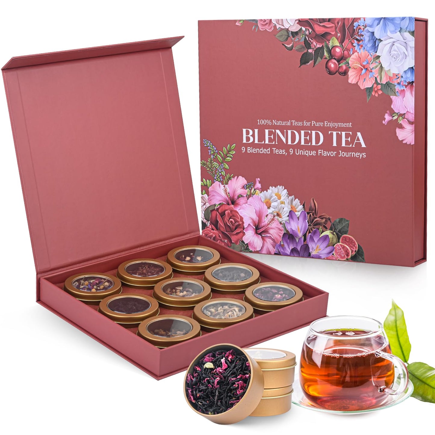 Beleeplanner Tea Gift Set 100% Pure & Natural 9 Blended Herbal Tea Tpartyl Edition Gift Box For Women & Men Energy Blend Free Non Gmo Additives Free