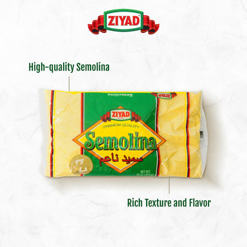 Ziyad Semolina Wheat Flour, High Protein & Fiber, 16oz, Perfect for Baking, Stews, Soups, and Pizza Crust