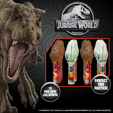 POPUPS! LOLLIPOP Jurassic World Lollipop Holder - Bulk Set of 12, Multicolor, Great Gift for Halloween & Jurassic Park Fans