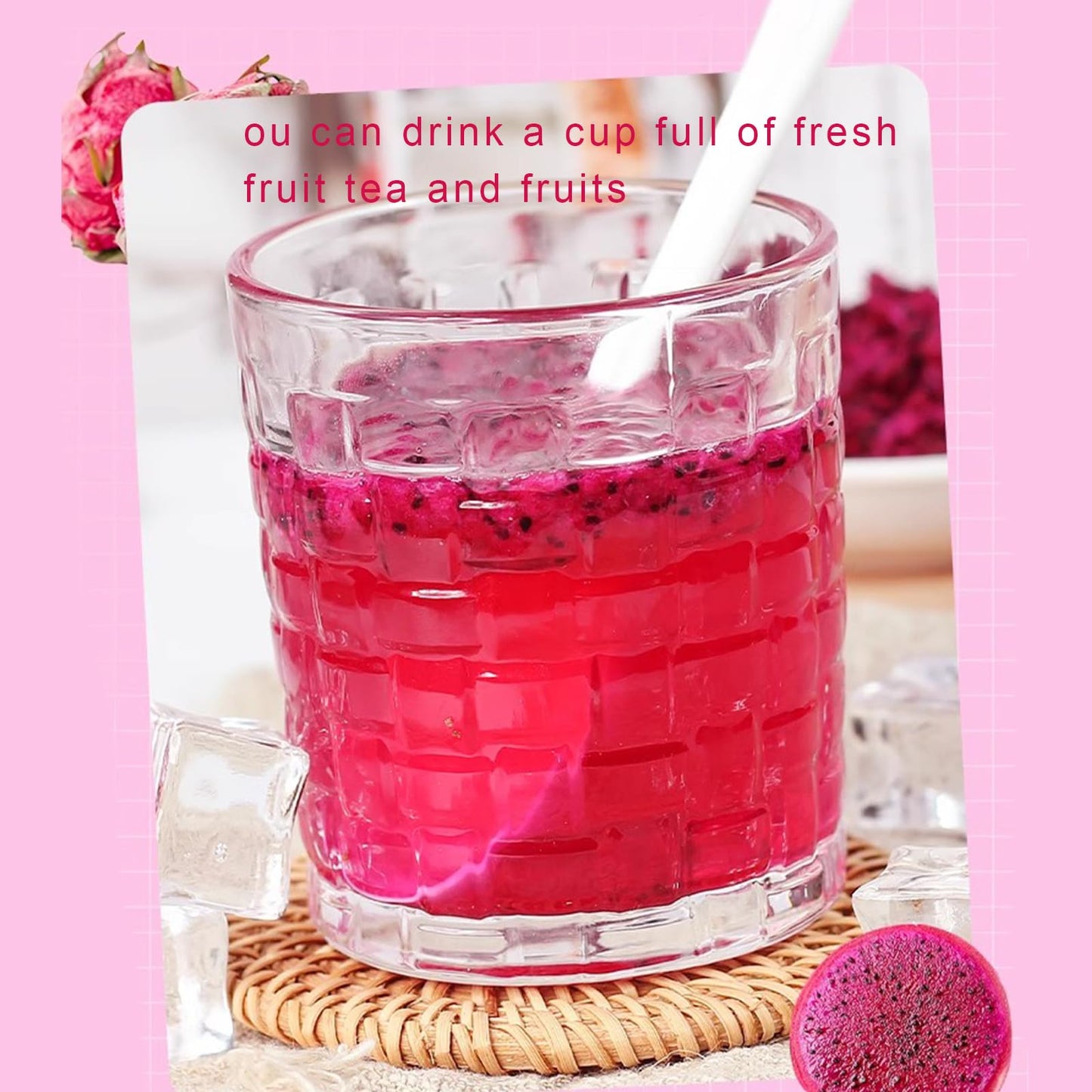 SPFLAUFR Freeze-Dried Diced Dragon Fruit Snack - 4.23 Oz - Small Size - Pitaya Flavor