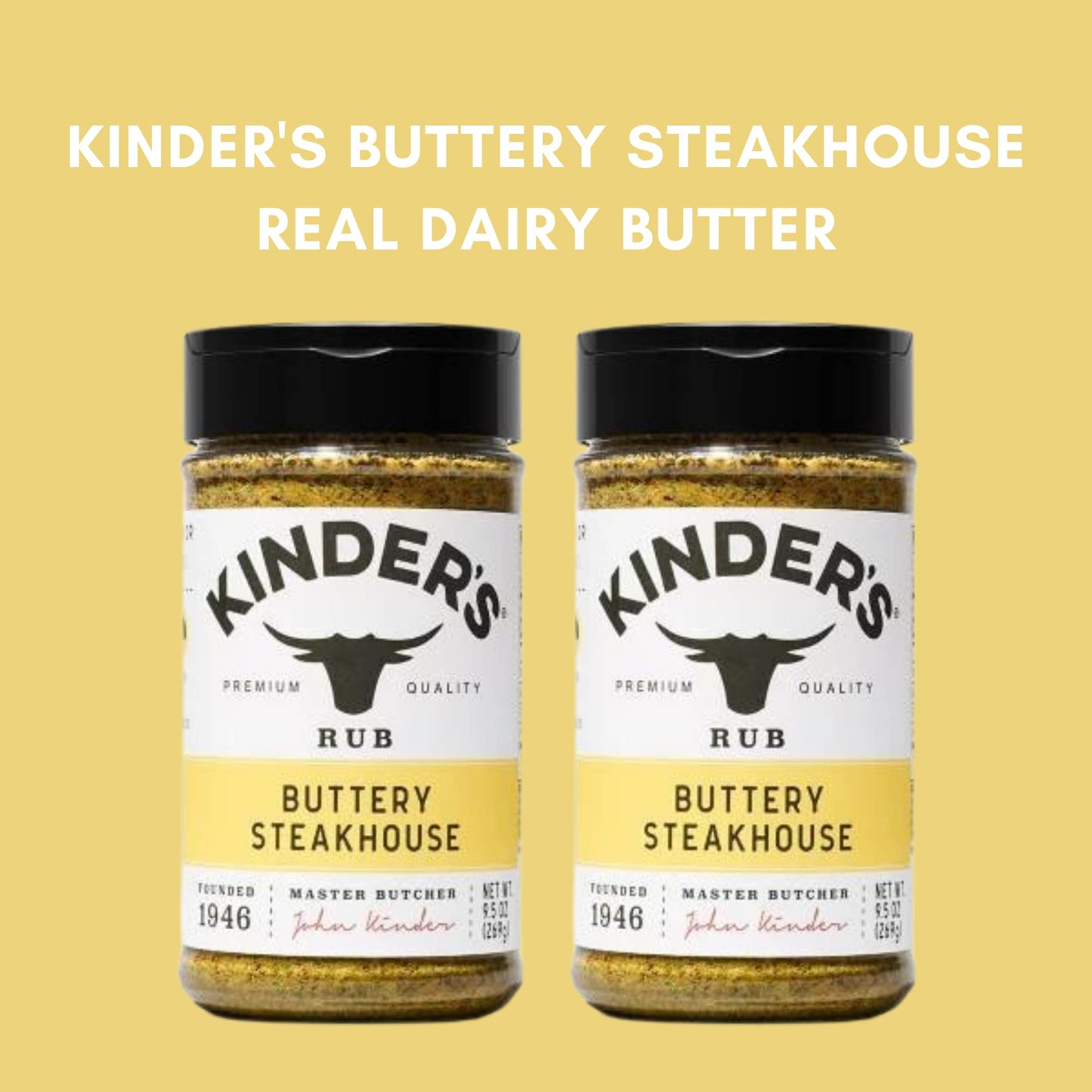 Kinder'S Buttery Steakhouse Duo: Two Xl 9.5Oz Bottles, Exclusive 10-Recipe Card Set + Premium Fridge Decal By Foxtail Collective