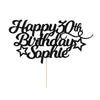Personalized Happy Birthday Cake Topper Customized With Any Age Name Party Cake Decoration 16 18 21 40 60 Double Sided Glitter Card Black