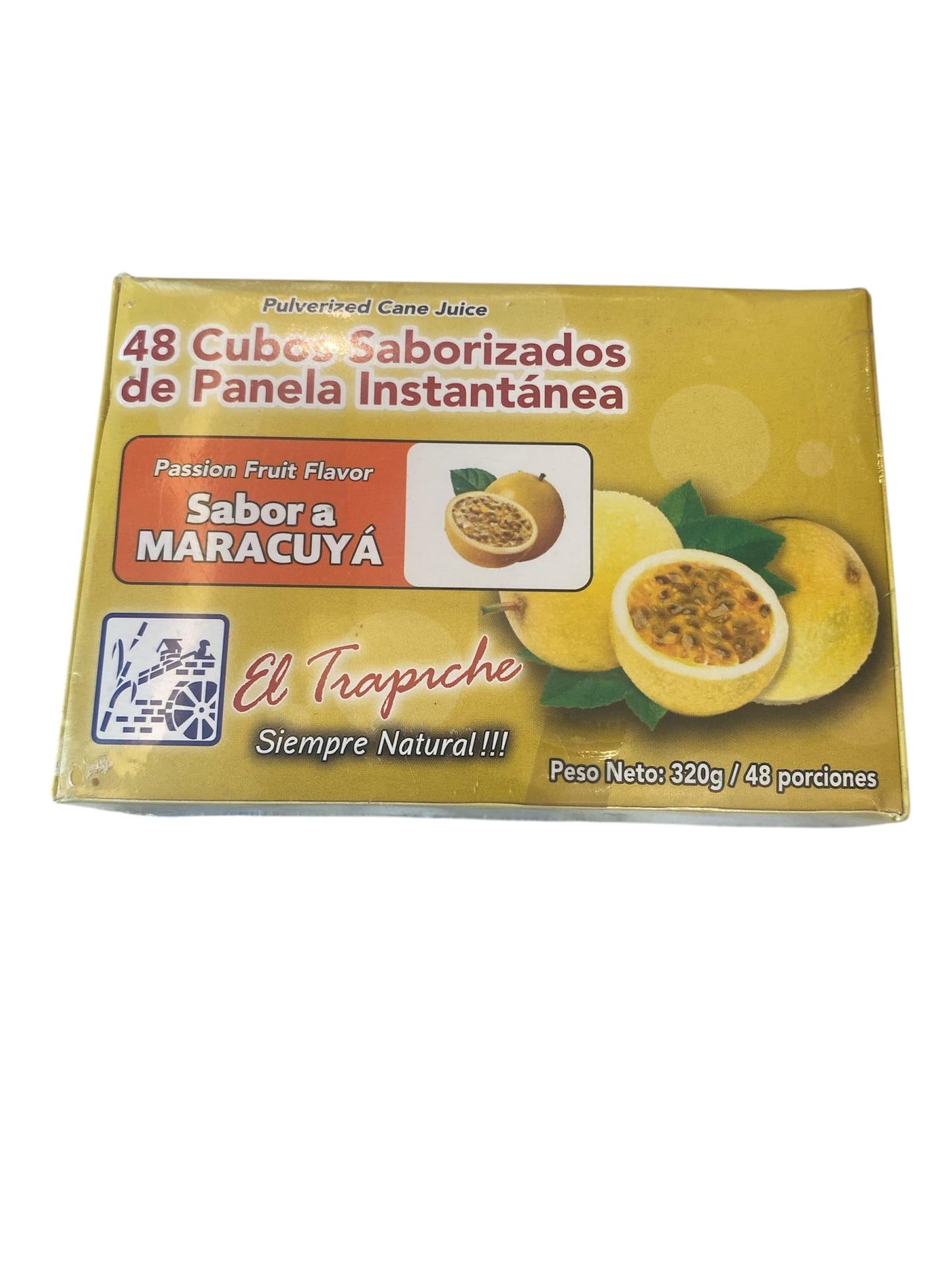 PANELA en cubos Instant nea saborizada 48 cubos peso neto 320g para tomar en forma de TE, importada de Colombia (Maracuya - Pas