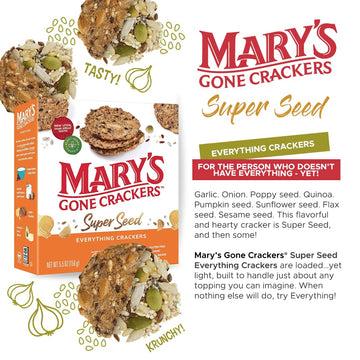 Mary'S Gone Crackers Super Seed Crackers, Everything, 5.5 Ounce (Pack Of 6), Organic Plant Based Protein, Gluten Free