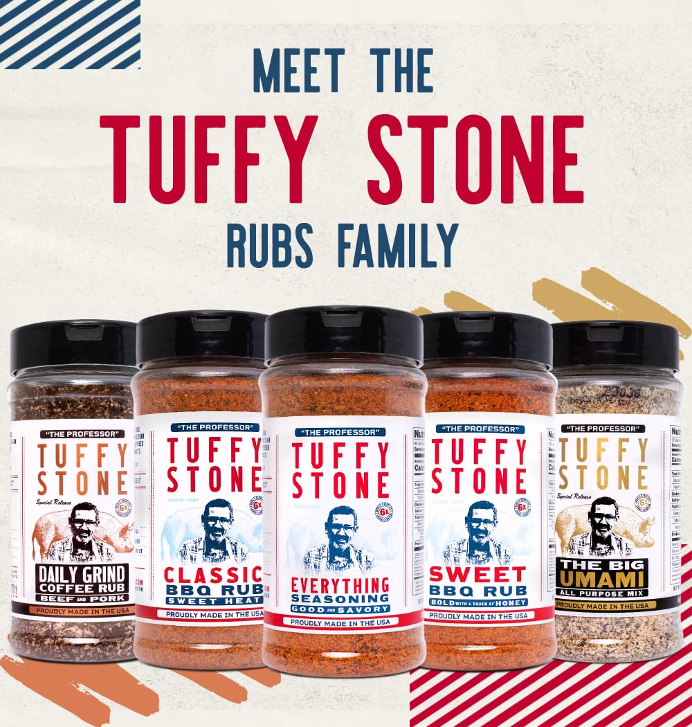 Tuffy Stone Coffee Rub - Bold BBQ Spice Blend for Meat - 9 oz Shaker