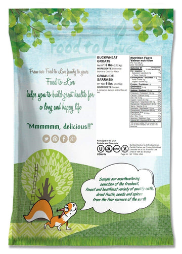 Food To Live Buckwheat Groats, 8 Pounds - Hulled Whole Grains, Raw, Kosher, Vegan, Sirtfood, Bulk, Good Source Of Dietary Fiber,