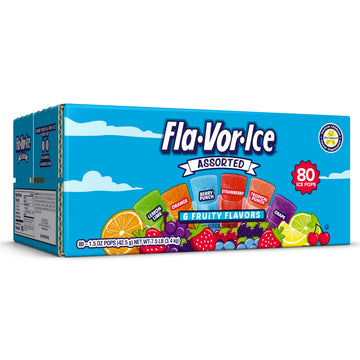 Fla-Vor-Ice Popsicle Variety Pack of 1.5 Oz Freezer Bars, Assorted Flavors, Lemon-Lime, Berry Punch, Grape, Strawberry, Orange,