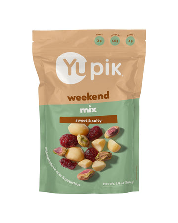 Yupik Weekend Mix, 5.8 Oz Gluten-Free, Kosher, Non-GMO, Guilt-Free Snack, Sweet & Salty Nuts, Pistachios, Macadamia Nuts & Cranb