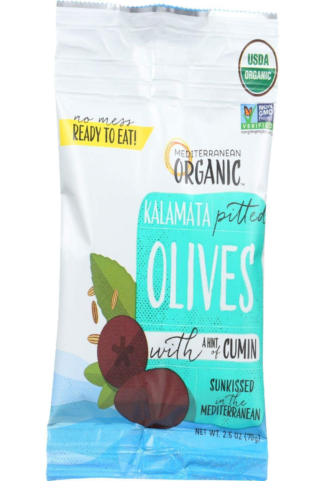 Mediterranean Organic Olives, Kalamata Pitted with Cumin, 12 Count