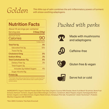 Clevr Blends Turmeric Powder, Golden Milk Instant Latte Mix, Superfood Powder With Oat Milk, Lions Mane, Reishi Mushroom, Organi