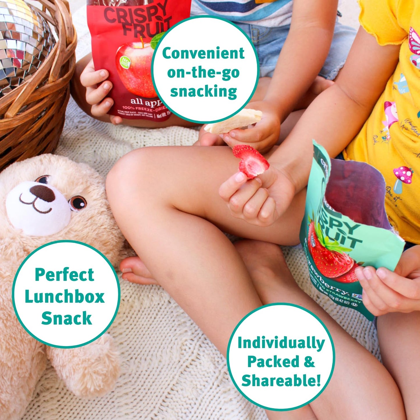 Crispy Green Freeze-Dried Strawberry Fruit Snacks, No Sugar Added, 0.42 Ounce, Pack of 12