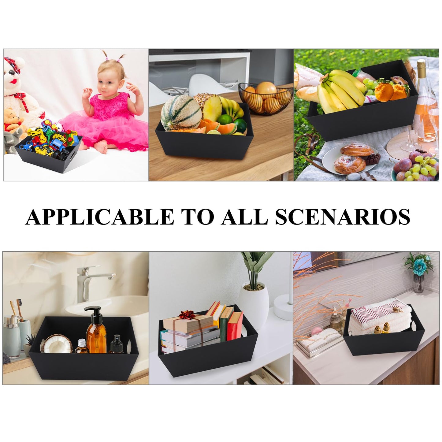 Xniseng Gift Basket Empty (5 Pack) for Holidays, Birthdays, Weddings - Black, 1 Count