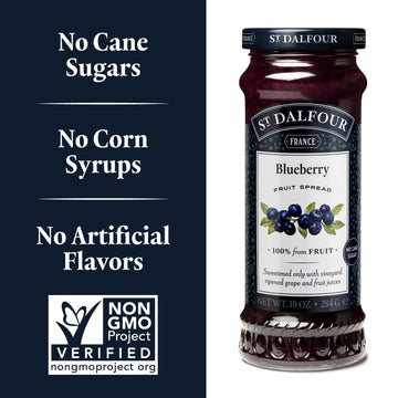 St. Dalfour Blueberry Fruit Spread - 10Oz - 100% From Fruit, No Artificial Ingredients, Non-Gmo, No Cane Sugars, All Natural - P