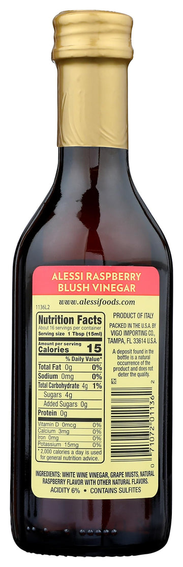Alessi Foods White Balsamic Raspberry Blush Vinegar, 8.5 Fl Oz, Red, Model 00035062