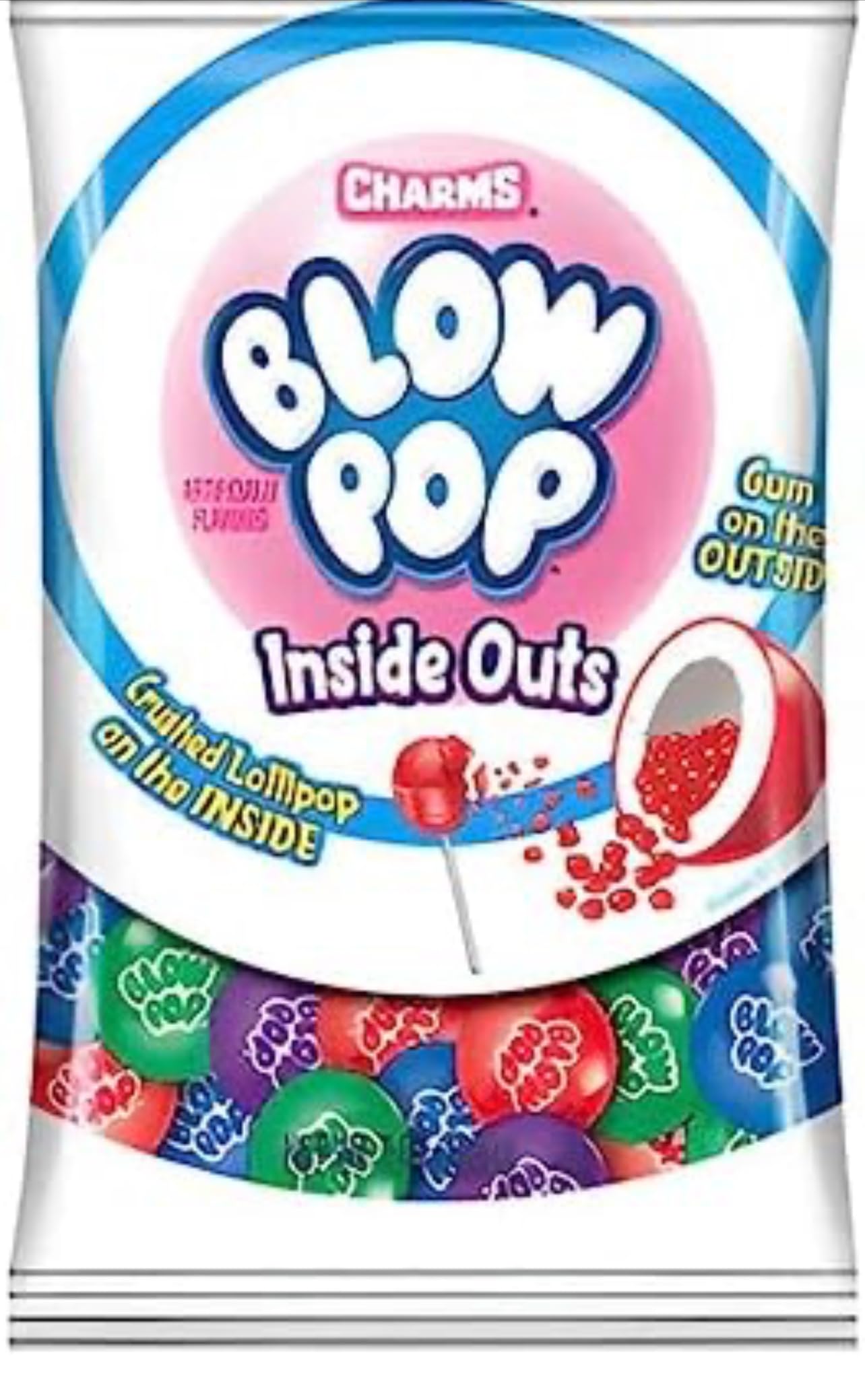 KANDYRIFIK BLOW POPS Gumballs Candy, INSIDE OUTS, 7oz - 1 Pack
