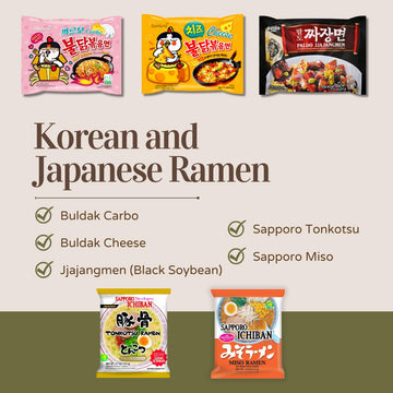 Asian Instant Ramen Noodles Variety Pack, 16 Packs, Korean Spicy Buldak, Japanese Sapporo, Thai Chef, Mama, Kung Fu