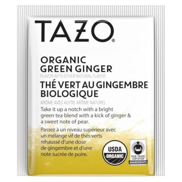 Tazo Organic Green Tea, Green Ginger, Caffeinated Tea, 16 Total Bags