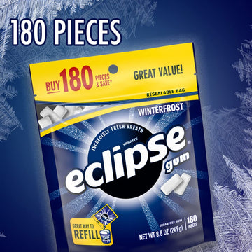 Eclipse Winterfrost Sugarfree Gum, 8.8-Ounce 180 Piece Bag
