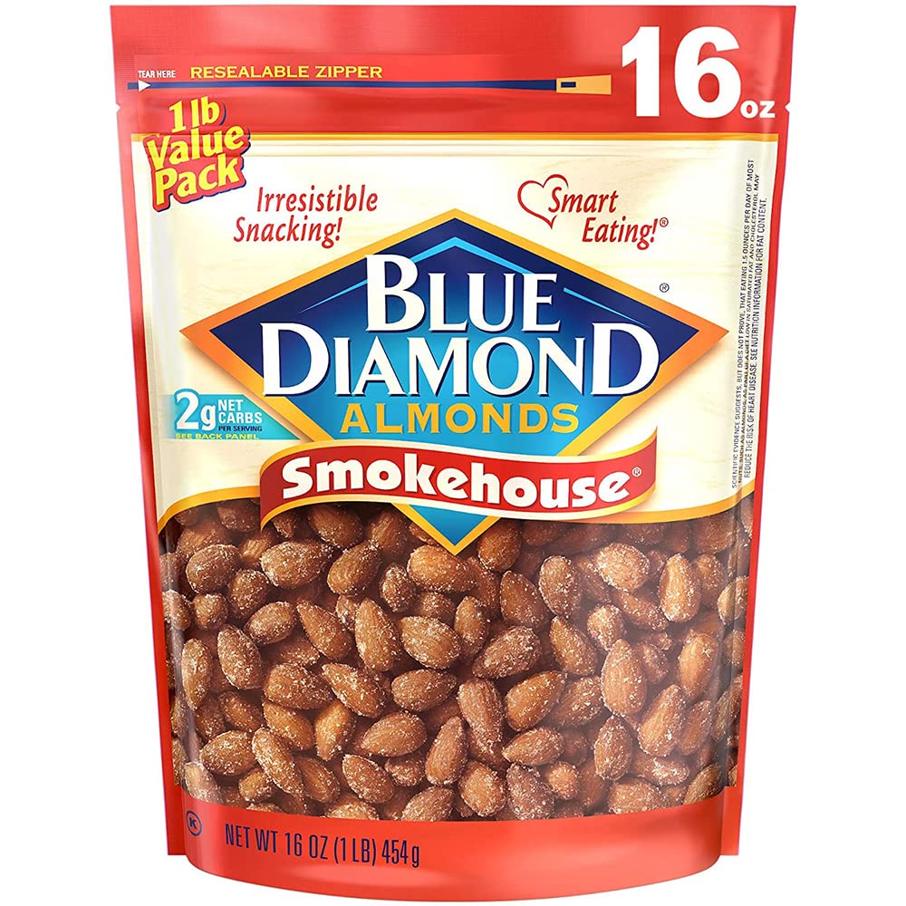 Blue Diamond Almonds Gluten Free Smokehouse Flavored Snack Nuts 16 Oz (Pack of 1).,(wx-uj-20139)