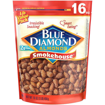 Blue Diamond Almonds Gluten Free Smokehouse Flavored Snack Nuts 16 Oz (Pack of 1).,(wx-uj-20139)