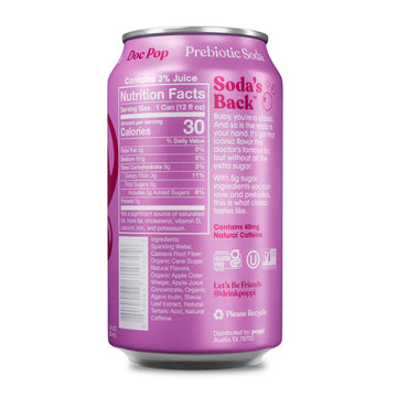 poppi Sparkling Prebiotic Soda, Doc Pop Flavor, 12 Fl Oz (Pack of 12), with Apple Cider Vinegar and Fruit Juice