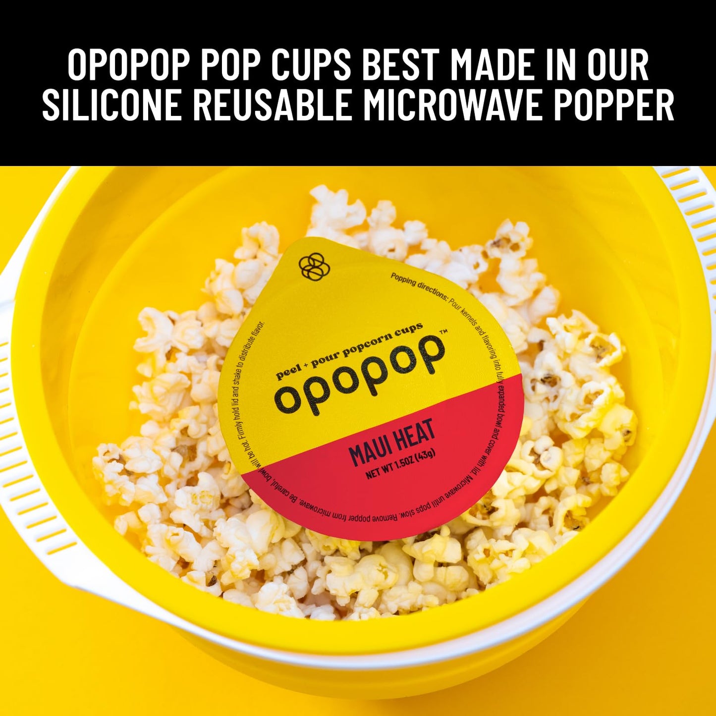 OPOPOP Microwave Popcorn - Maui Heat Flavor, Non-GMO, Gluten Free, 6-Pack, 1.5 Ounce