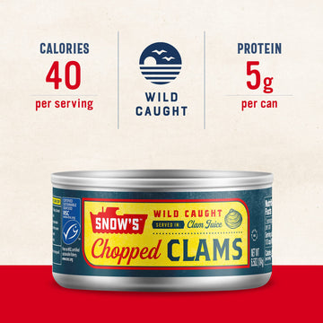 Snow'S Wild Clams Canned, 6.5Oz (Pack Of 12) - 5G Protein, Gluten Free, 99% Fat Free - For Recipes