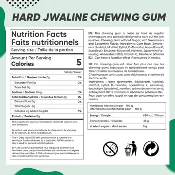 Jawliner Hard Jwaline Chewing Gum - Sugar Free Spearmint Tough Jaw Gum - Jaw Exerciser Strong Mewing Jawline Mistic Gum - 2x Harder than Regular Chewing Gum 330 Grams (120 Strips)