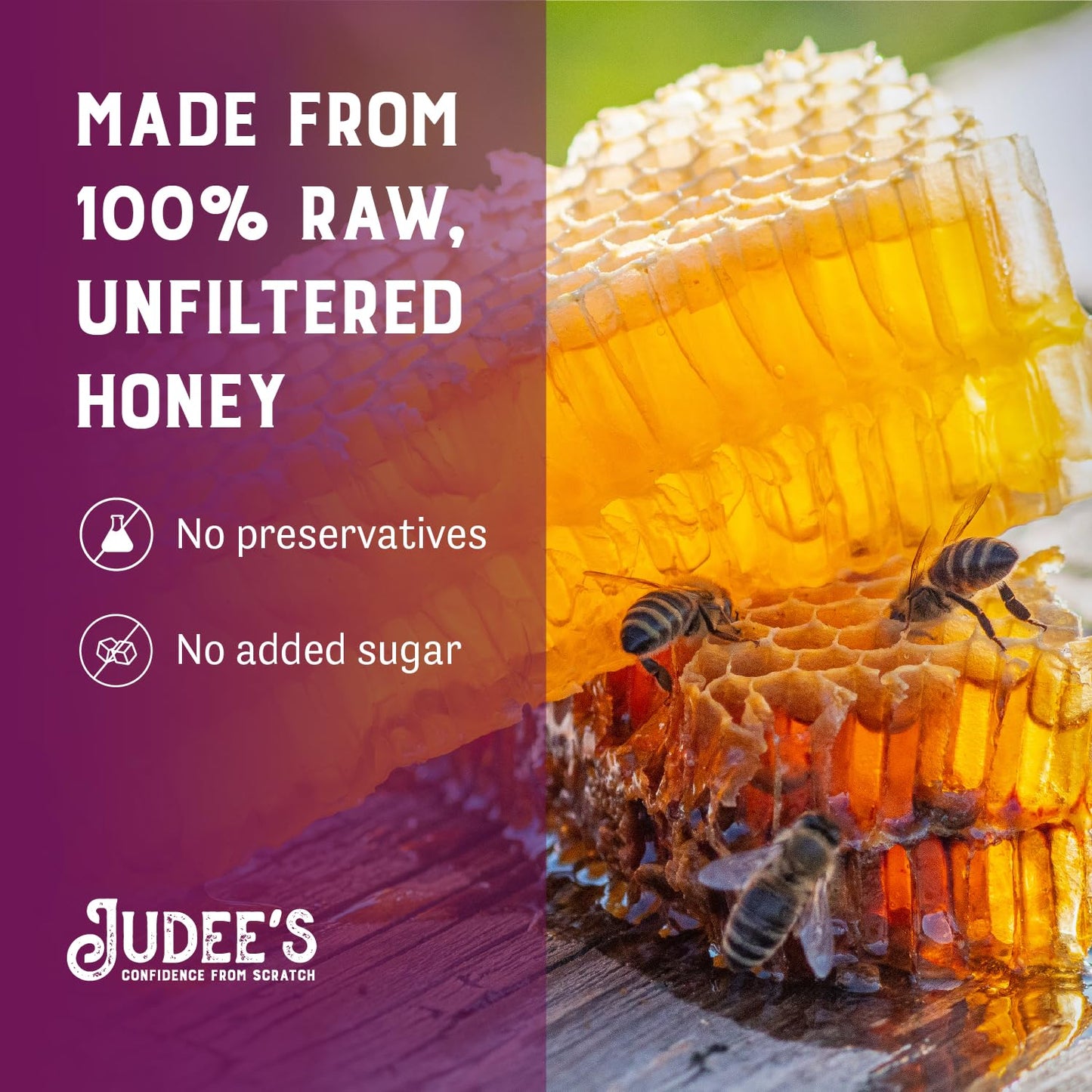 Judees Pure Raw Honey Sticks - Gluten-Free On-the-Go Snacks - 50 Count - 7-Inch Straws for Tea, Coffee, and Desserts