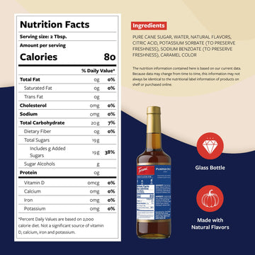 Torani Coffee Syrup, Pumpkin Spice Flavoring For Drinks, Glass Bottle With Pump Included, 25.4 Fl Oz