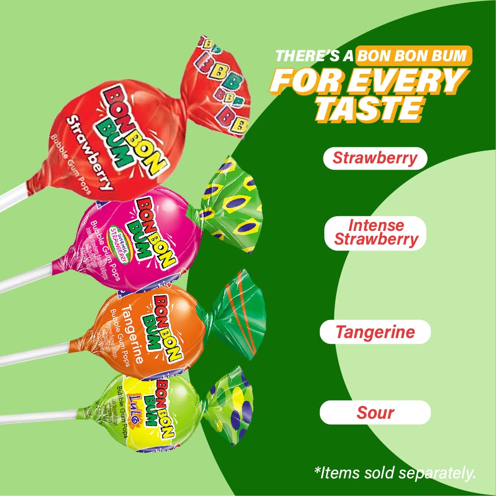 Colombina Bon Bon Bum Lollipops W/Bubble Gum Center, Mango Flavor, Individually Wrapped, Ideal For Party Favors And Gifts, 1 Pack (24 Count)