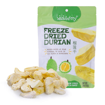 Wholeberry Freeze Dried Durian 2Oz Freeze Dried Fruit Snack Perfect For Smoothies, Baking, Yogurt & Tea - 100% Natural Ripe Frui