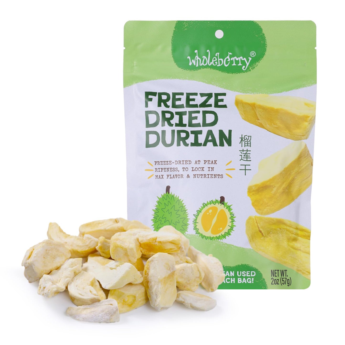 Wholeberry Freeze Dried Durian Crispy Full Mouth Of Tropic Unsweetened Harvest From Most Mature In Thailand