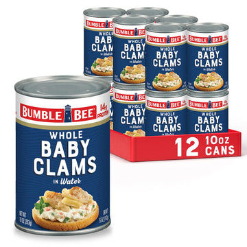 Bumble Bee Whole Baby Canned Clams, 10 Oz Can (Pack Of 12) - Ready To Eat - 13G Protein Per Serving - Gluten Free