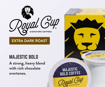 ROYAL CUP SIGNATURE Coffee - Majestic Bold Extra Dark Roast compact pieces - 24 Count