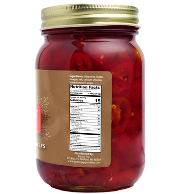 Green Jay Gourmet Pickled Candied Red Jalapeos In A Jar - Fresh Hand Jarred Vegetables For Cooking & Pantry - Pre-Prepared Pickl