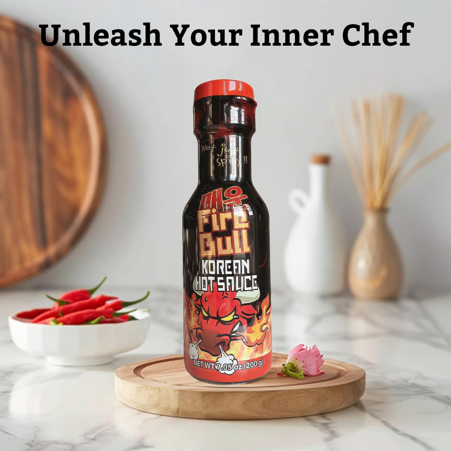 Fire Bull Korean Hot Sauce | Authentic Spicy Stir-Fry Sauce | Versatile Condiment For Noodles, Meats, And More (7.05 Oz Bottle)