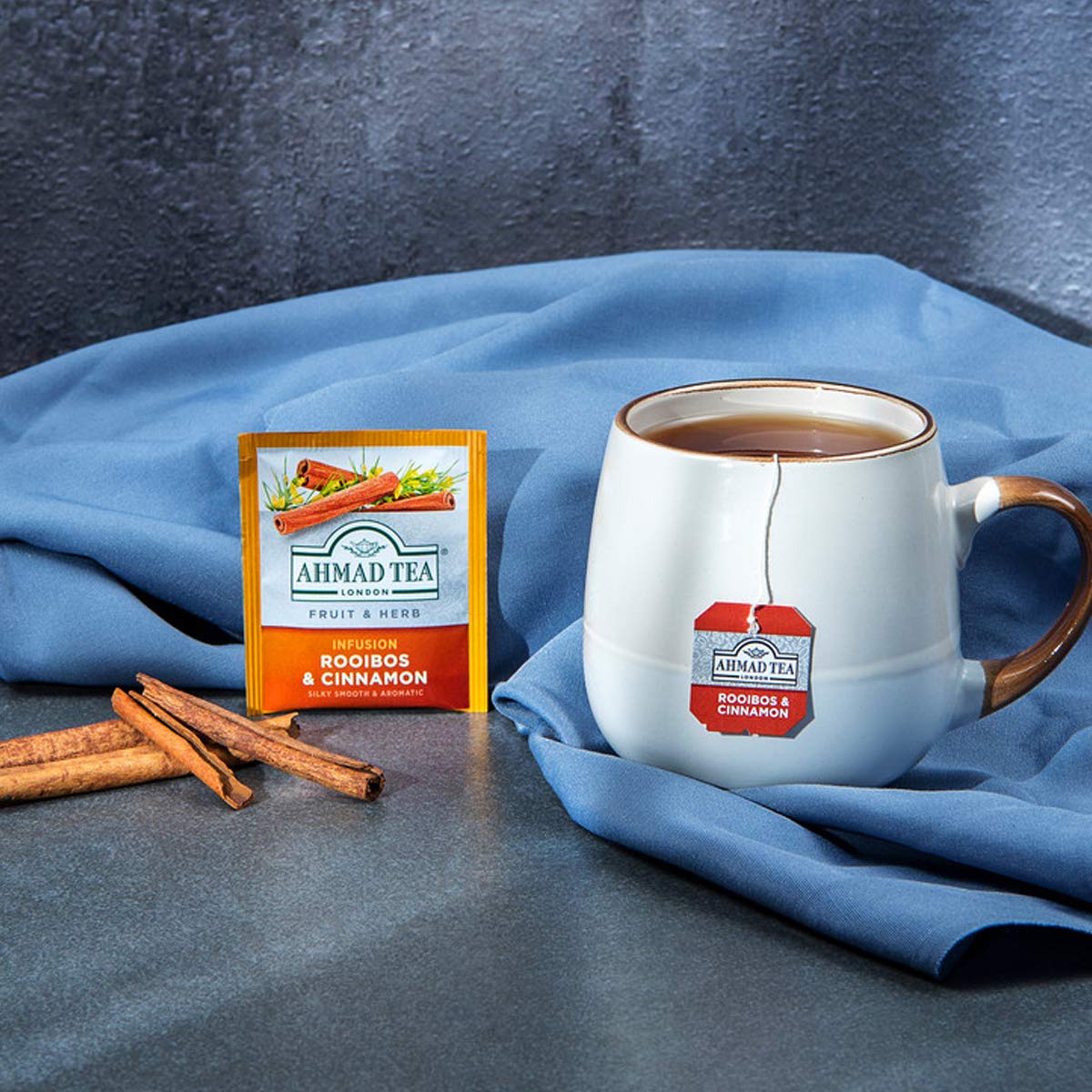 Ahmad Tea Herbal Tea, Rooibos & Cinnamon, Decaffeinated, Sugar-Free, 20 Teabags, Model 001-U