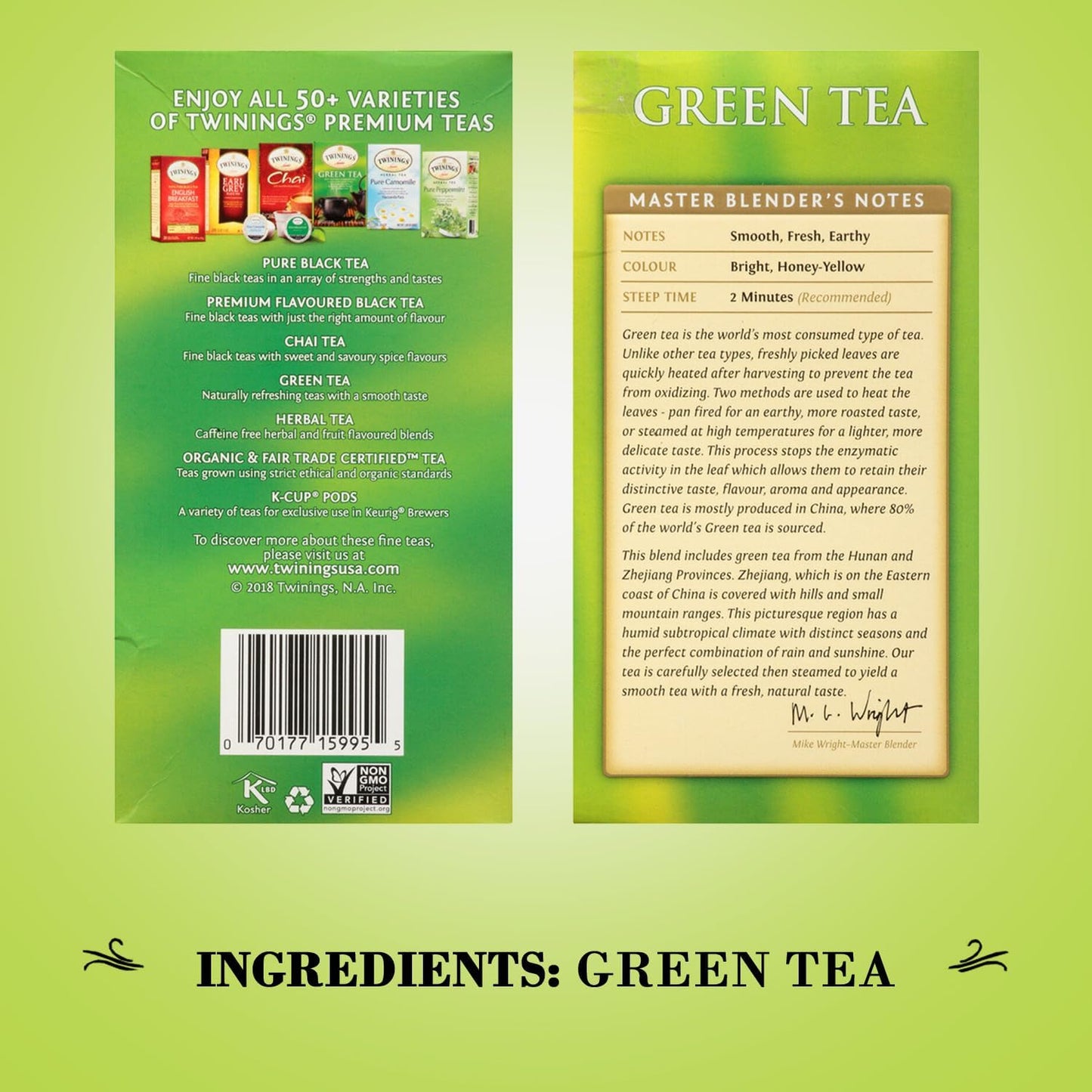 Twinings Tea All Natural, Certified Kosher Green Tea Bags 50 Count