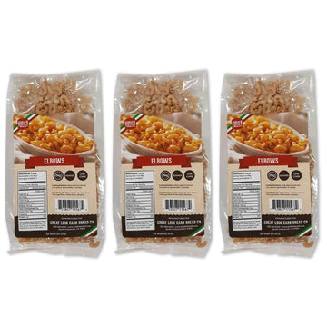 Low Carb Pasta, Keto Pasta, Great Low Carb Bread Company ,7G Net Carbs, 12G Of Protein, Non Gmo, (Elbow, 3 Pack)