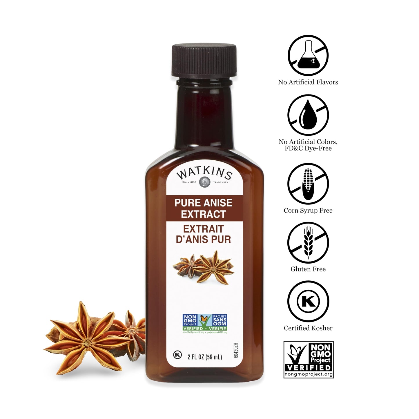 Watkins Pure Anise Extract, 2 Fl Oz Bottles, Pack of 6 - Brown, Model 60430