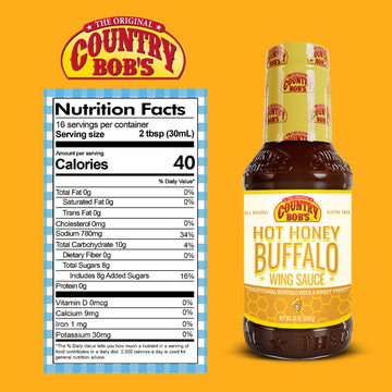 Country Bob'S Hot Honey Buffalo Wing Sauce - Traditional Buffalo With Sweet Twist, Small Batch Crafted, Ideal For Grilling, Fryi