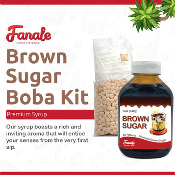 Fanale Brown Sugar Boba Tea Kit With Boba Pearls, Us Boba Co Tapioca Pearl Made In Usa 1 Pound, Brown Sugar Boba Milk Tea, Hand