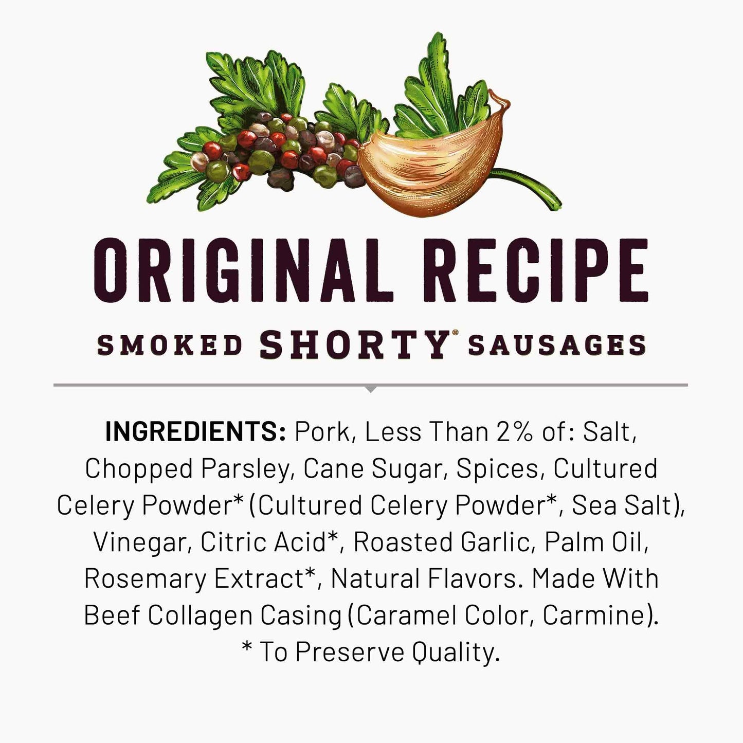 DUKES Pork Original Smoked Shorty Sausages, 7g Protein, 2.5 oz Snack Bags, Pack of 7