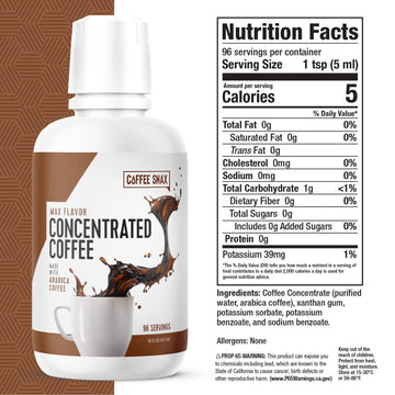Coffee Snax Cold Brew Coffee Concentrate, Unsweetened Black Coffee Concentrate With No Added Sugar (Bulk 96 Servings Bottle)