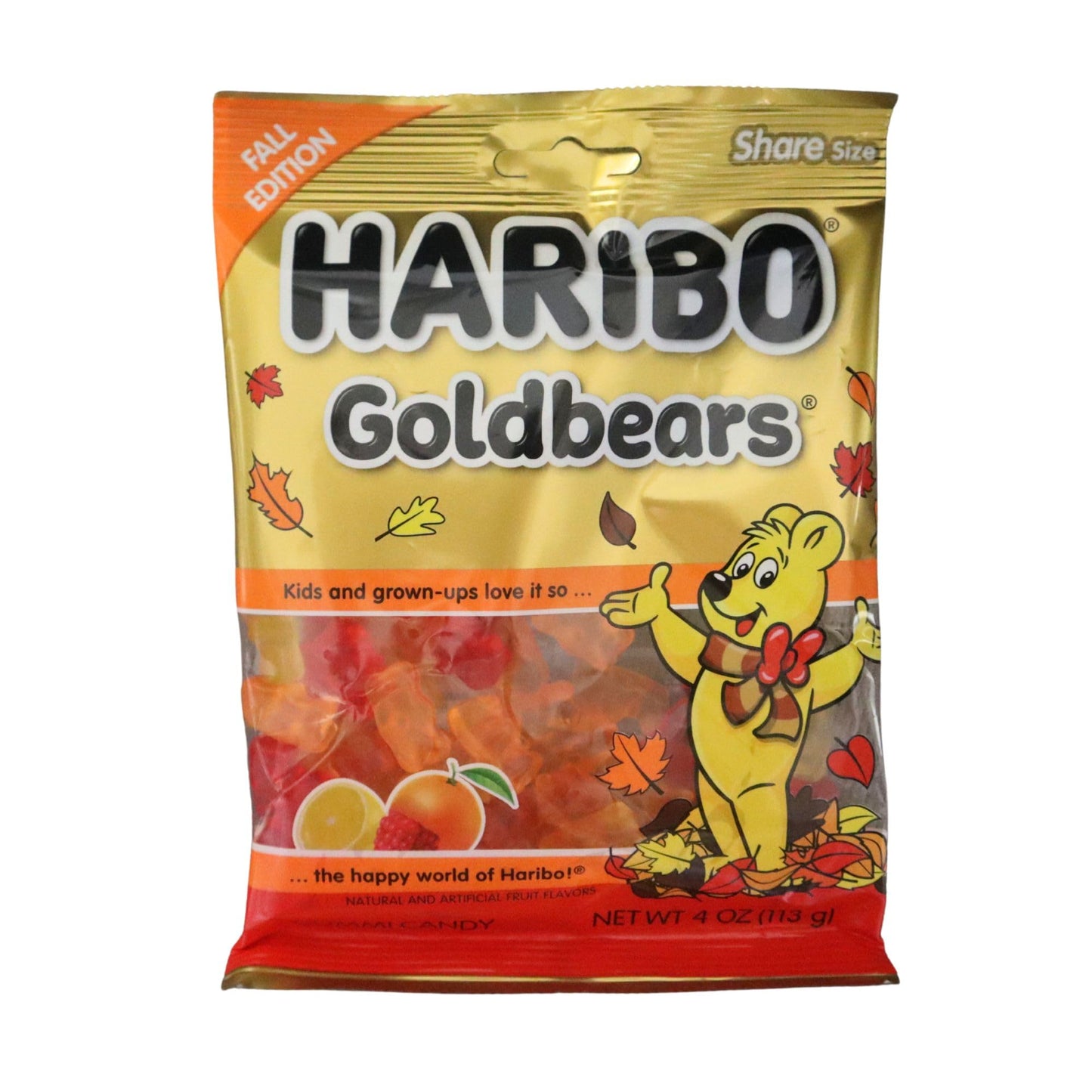 Haribo Goldbears Fall Edition - Pack of 3 Bags (4 oz Each) - Red Orange & Yellow Gummy Bears - Autumn Seasonal Candy - Fruity Chewy for Fall Parties Candy Bowls Halloween & Thanksgiving