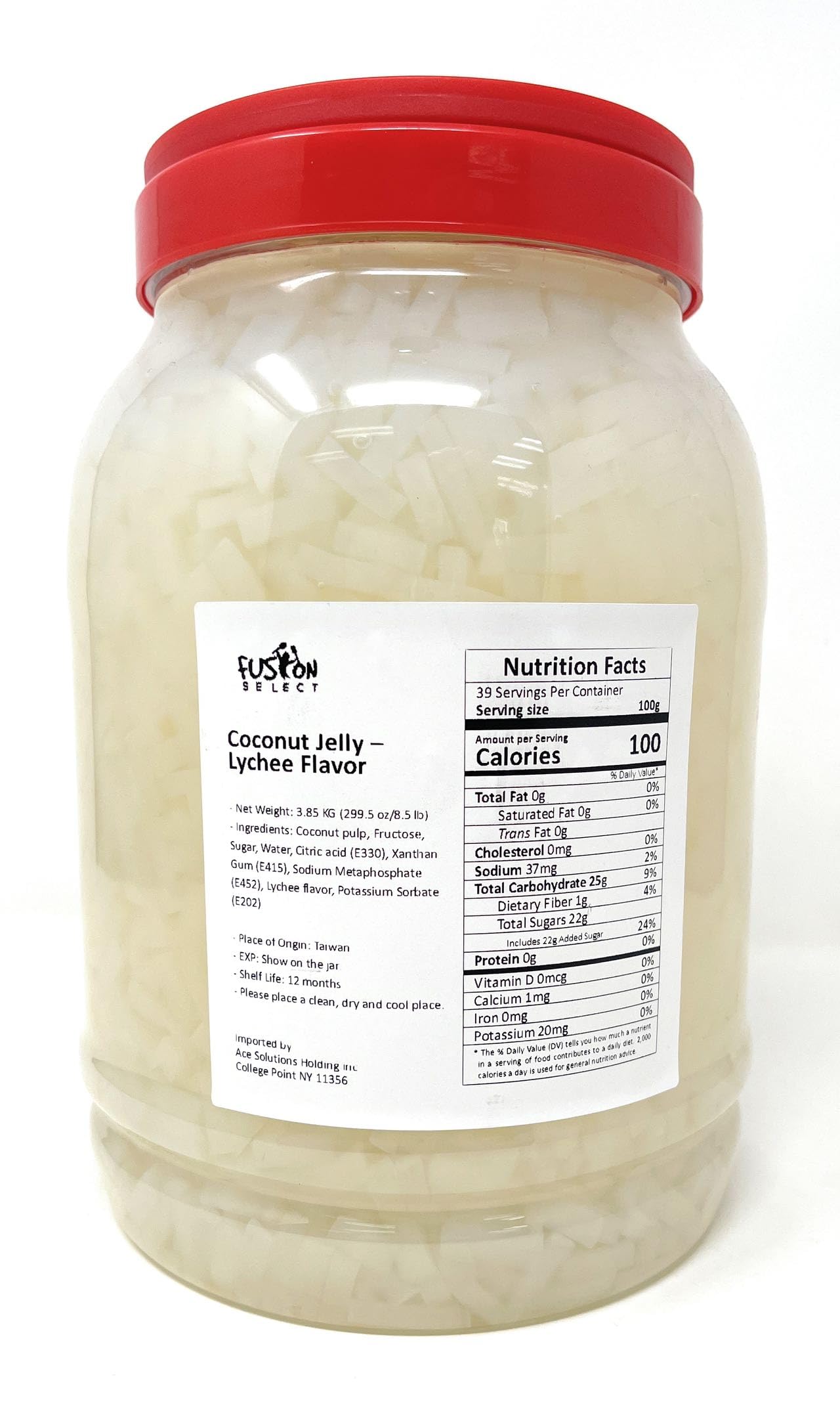 Fusion Select Lychee Jelly Coconut Jelly with Fruit Flavored for Bubble Tea, Yogurt, Ice Cream, Beverage, Fruit Tea, and Snow Fl