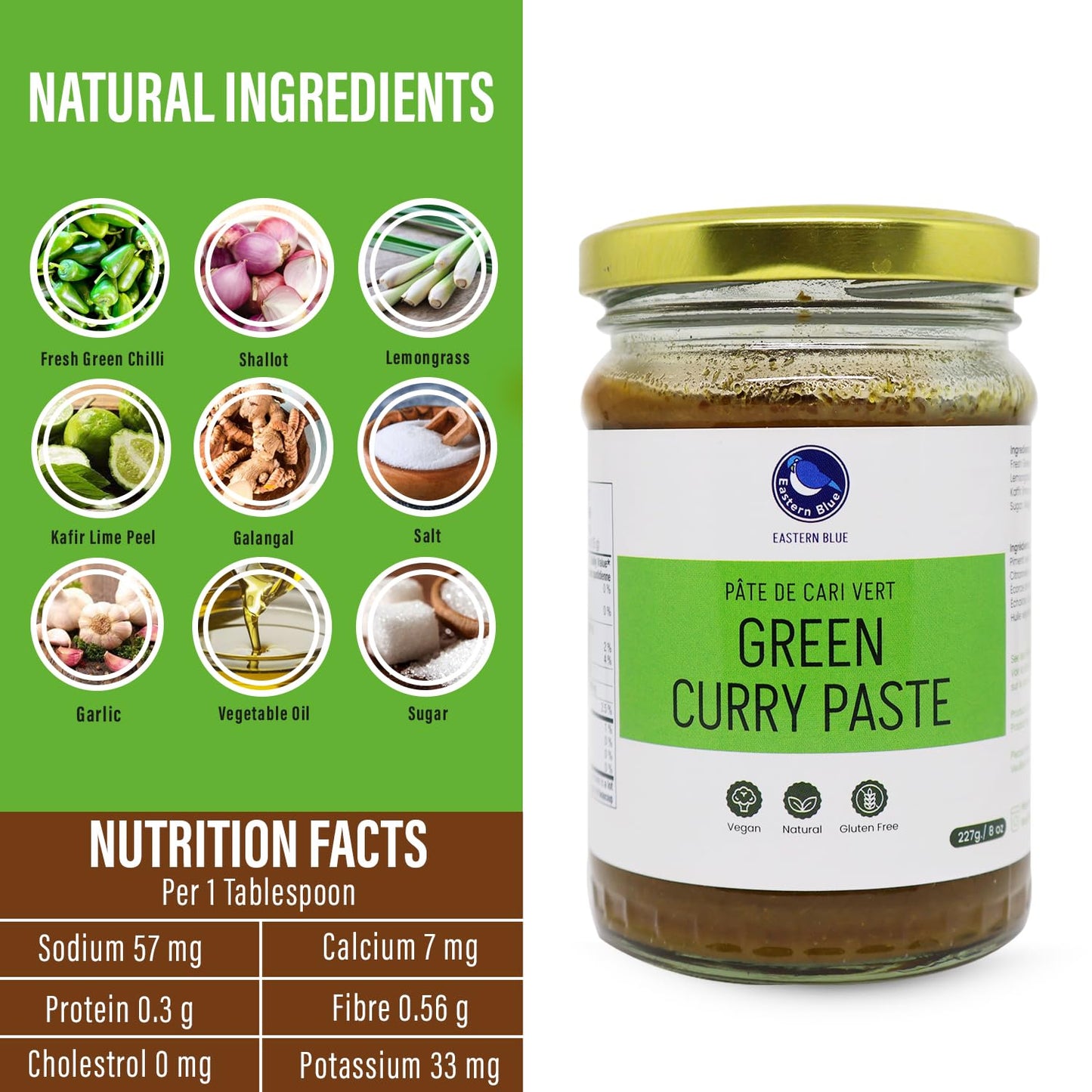Eastern Blue Thai Curry Paste - Thai Green Curry Paste 8 Oz | Ready To Eat Authentic Thai Curry Sauce For Tasty Dishes And Curri